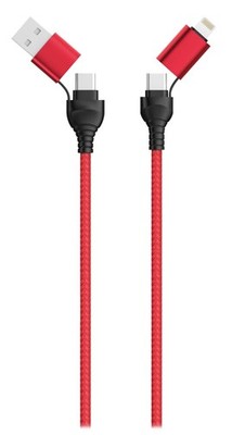 2GO 4in1 USB/Type C Datenkabel rot 120cm