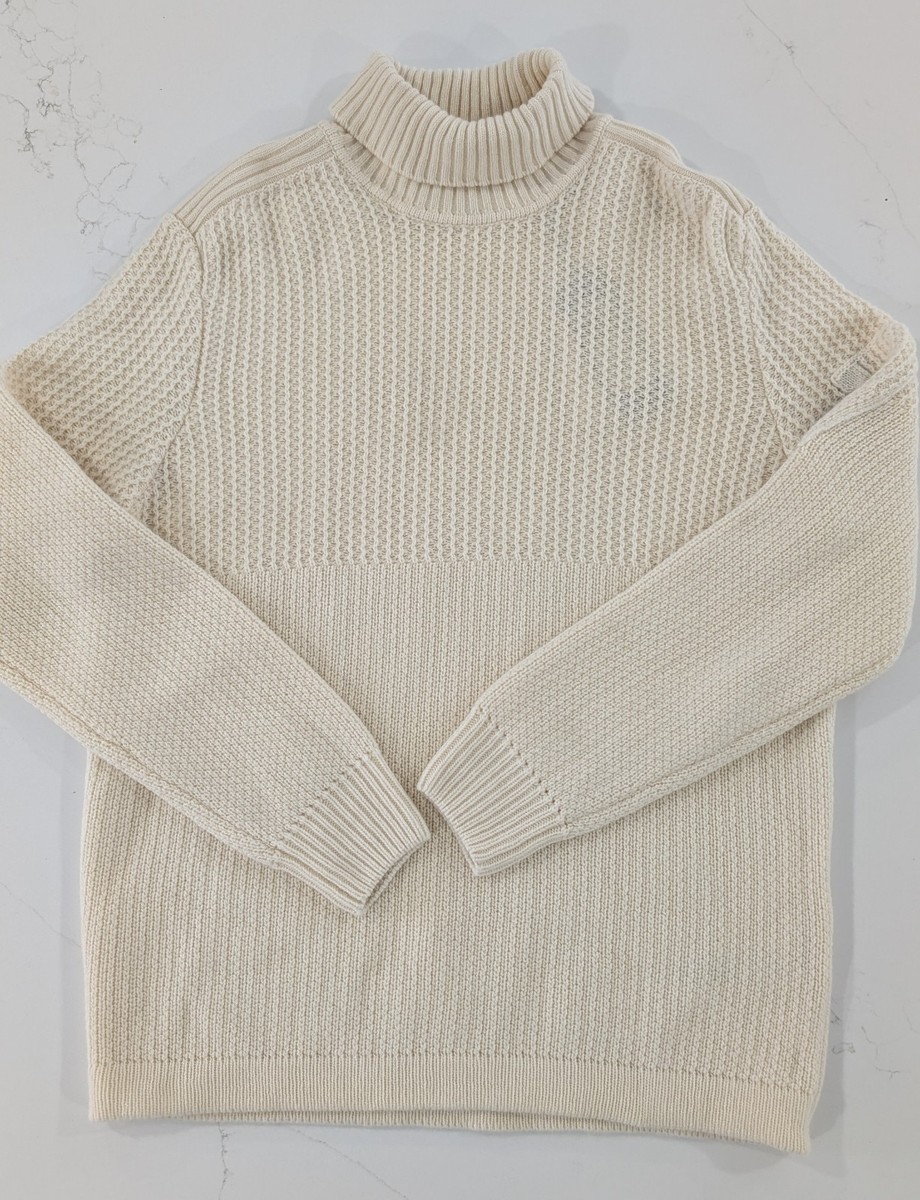 C.P. COMPANY Lambswool Ribbed Turtleneck Sweater IT 56 fits XL White Italy