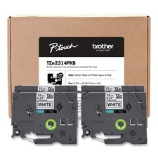 Brother P-Touch TZE2314PKB TZe Labeling Tape - Black on White 4/Pack New