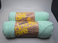  2 Vintage CARON DAZZLE AIRE YARN 3 OZ SKEINS Light Green 60/40