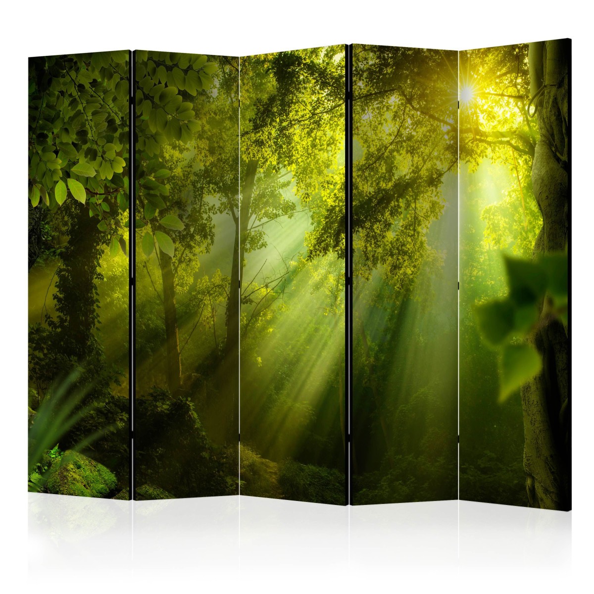 Paravent 5 volets In a Secret Forest II grand séparateur de pièce opaque