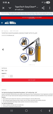 #ad TapeTech EasyClean® Drywall Loading Pump Inside And Outside Tape Tech 16tt $550.00