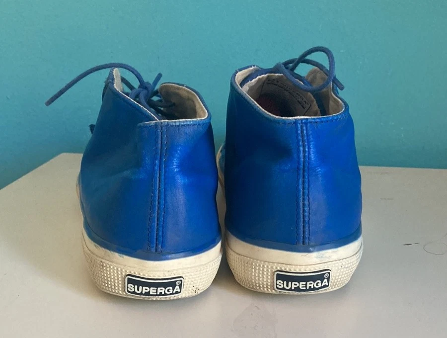 Superga Blue Leather Casual Sneakers Size 42 Men’s 9 Womens 10.5 Lace Up Shoes - Image 4 of 4