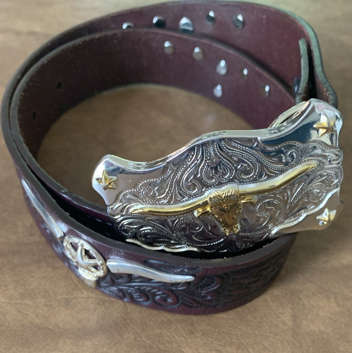 TONY LAMA C60214 COLTON Texas Longhorn Belt Basketweave  display picture 3