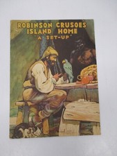 Vtg 1934 Saalfield 1073 Robinson Crusoe's Island Home Paper Doll House Set-Up