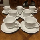 Vintage Fiesta Ware Homer Laughlin White Coffee Tea Cup & Saucer Sets