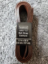 Artminds Brown Leather Belt Strap, 1.5" X 50"