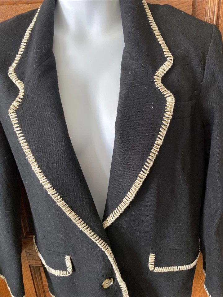 Vintage años 90! NUEVO BLAZER Chaqueta Western Frontier 100% Lana Bordada Para Mujer L Foto 2 de 4