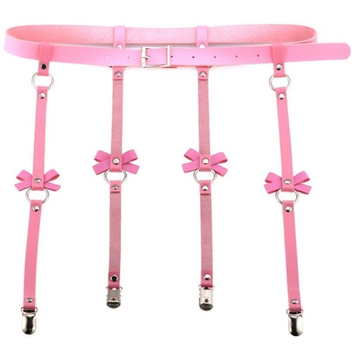 Cinturino cintura giarrettiera donna in finta pelle per calze lingerie regolabile - Foto 7 di 9