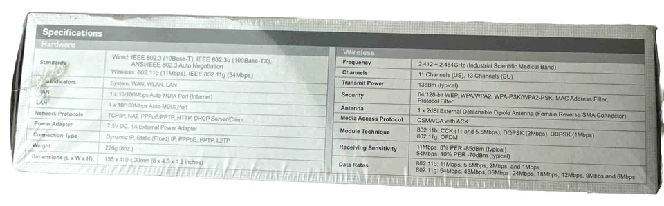TRENDnet TEW-432BRP 54 Mbps 4-Port 10/100 Wireless G Router New Sealed - Image 4 of 4
