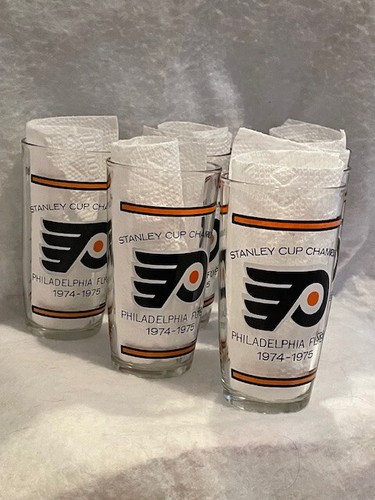 Philadelphia Flyers 1974-1975 Stanley Cup Champions Pint Glass Set of 6 - Picture 6 of 7