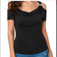 Women's Top New One Shoulder Strap Short Sleeve Casual T-shirt Off Shoulder Top