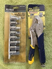 NEW Irwin Vise Grip Pliers 10WR 10" & KLUTCH 8 PC Male Pipe Plug Socket Set SAE