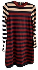 Eliza J Womens Burgundy Striped Long Sleeve Knit A-Line Dress Size Small