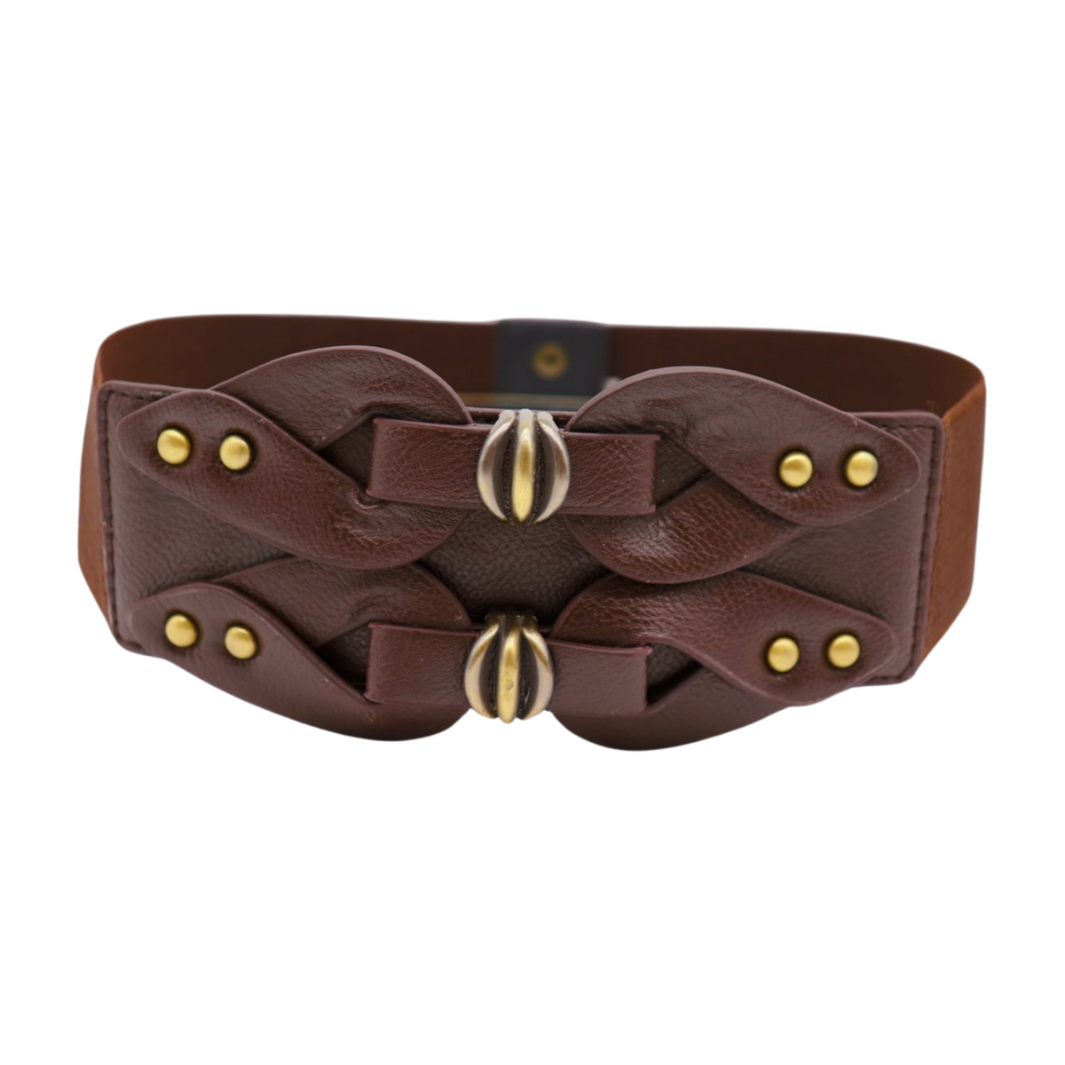 TrendyFashionJewelry Women's Black Elastic Wide Belt - Gold Hook Buckle For Waist Cinching
