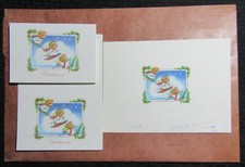 CHRISTMAS Teddy Bears Skiing Stars 9.5x7" Greeting Card Art X9003 w/ 20 Cards