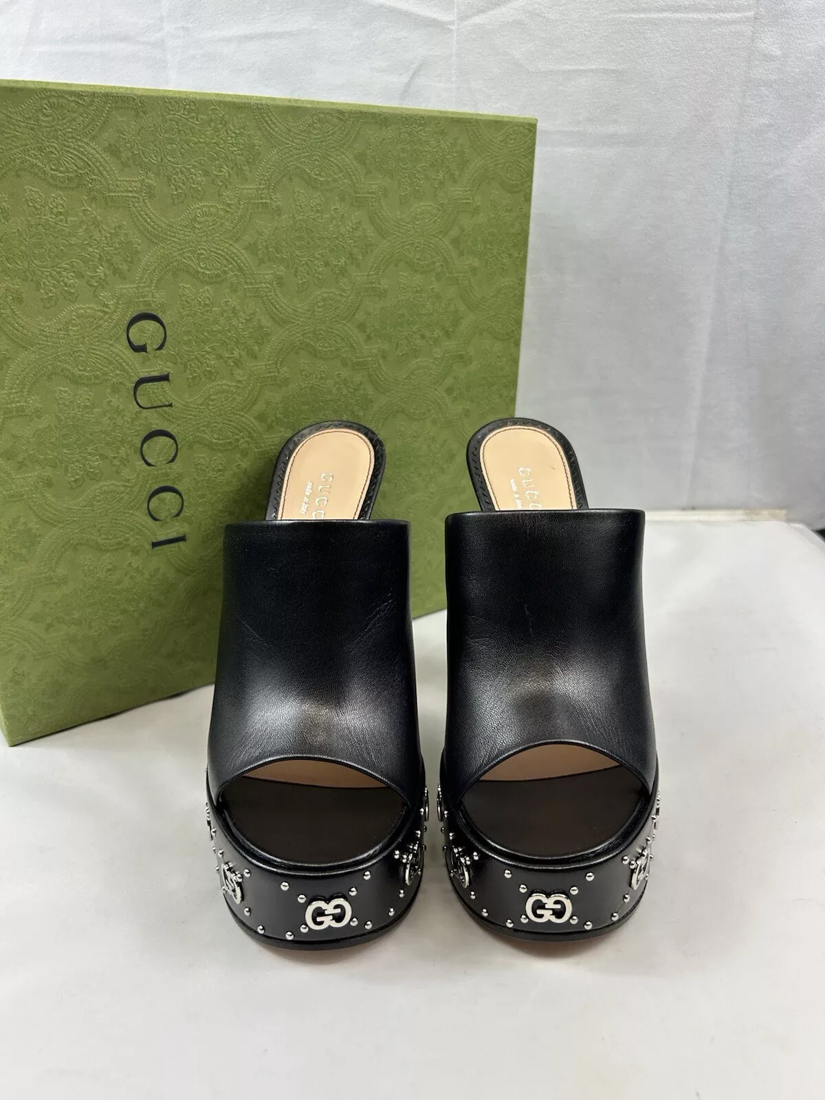Mules plates formes Gucci GG 115 mm en noir taille UE 41,5 / US 11,5