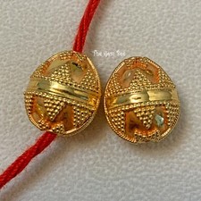 18k Solid Yellow Gold 14.5mmx16.8mm Fancy Granulation Spacer Finding Beads PAIR