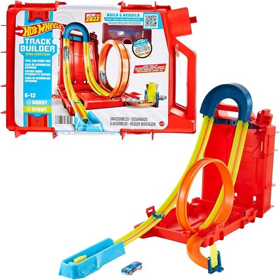 Hot Wheels Track Builder Unlimited Fuel Can Stunt Box & 1:64 Scale Toy Car