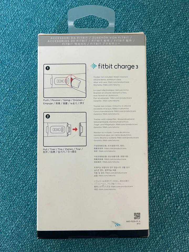 Fitbit Charge 3 pulseira esportiva preta S/P lacrada de fábrica na caixa - Imagem 2 de 4