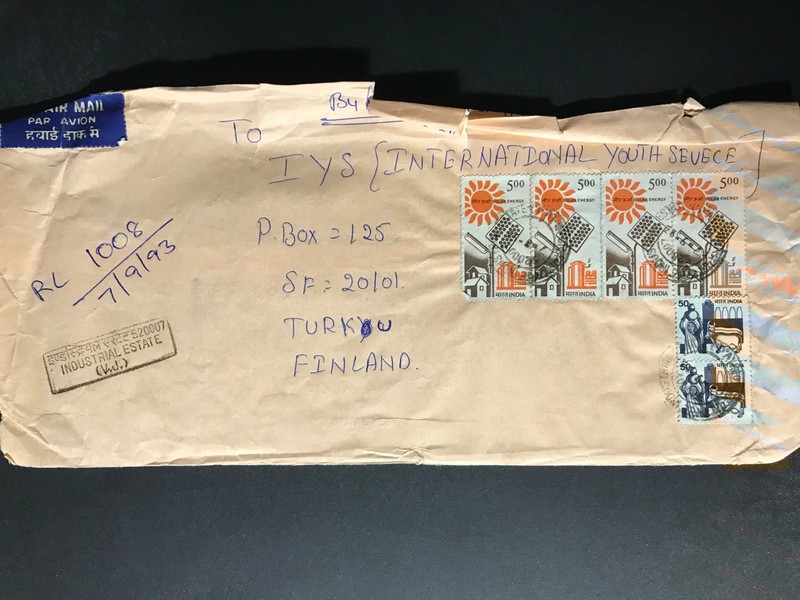 India Registered Cover to Finland City Cancel 1980s-1990s Cover #2507