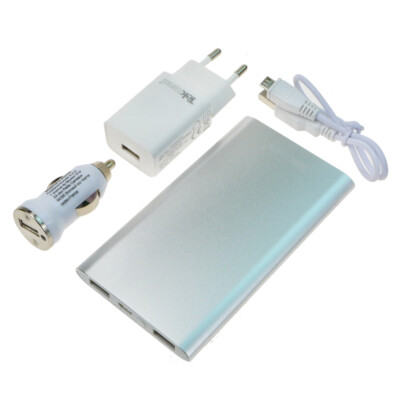 ROTIX Set Powerbank 5000mAH Ladegerät 4 tlg./Netzteil Netzstecker Auto Ladegerät