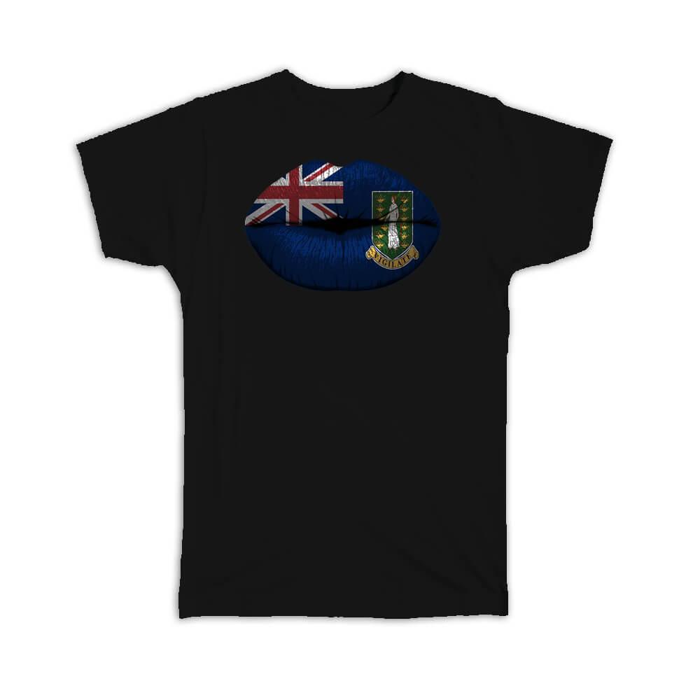 Gift T-Shirt : Lips British Virgin Islands Flag Islander Expat Country For Her