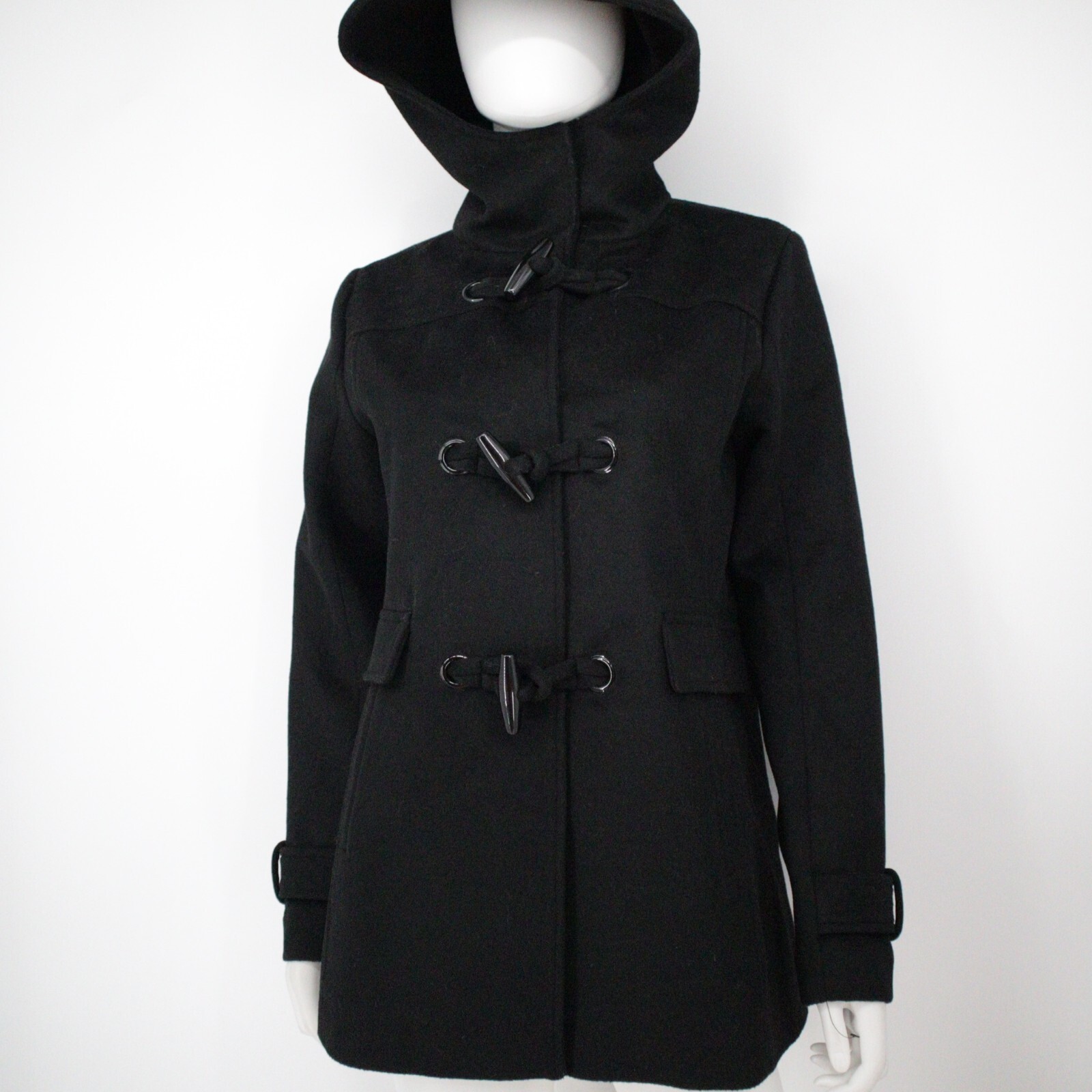 PENDLETON Women's Black Wool Blend Coat Hooded Jacket