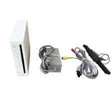 Nintendo Wii White Console RVL-001 with Sensor Bar & Cables - Tested