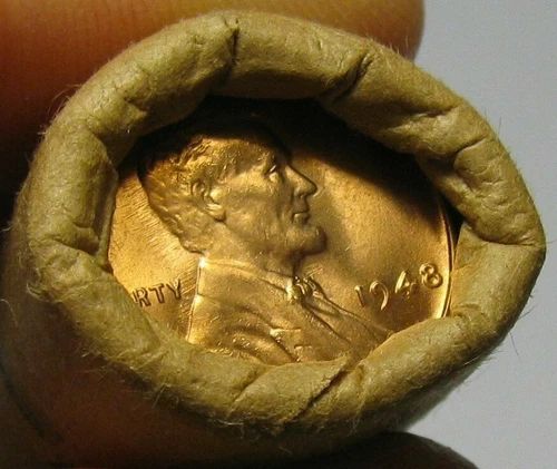 1948 P OBW OLD BANK WRAP ROLL BU UNCIRCULATED LINCOLN WHEAT CENT PENNIES