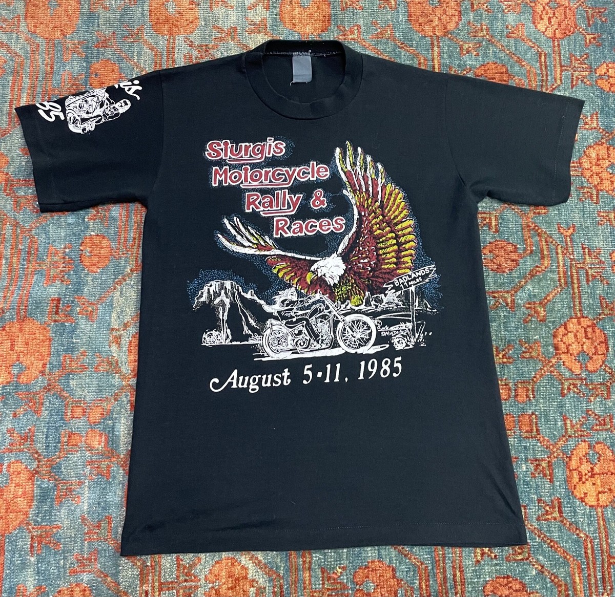 STURGIS BLACK HILLS RALLY バイカー Tシャツ L Vintage 1985 Sturgis Black Hills motorcycle rally & RACES T