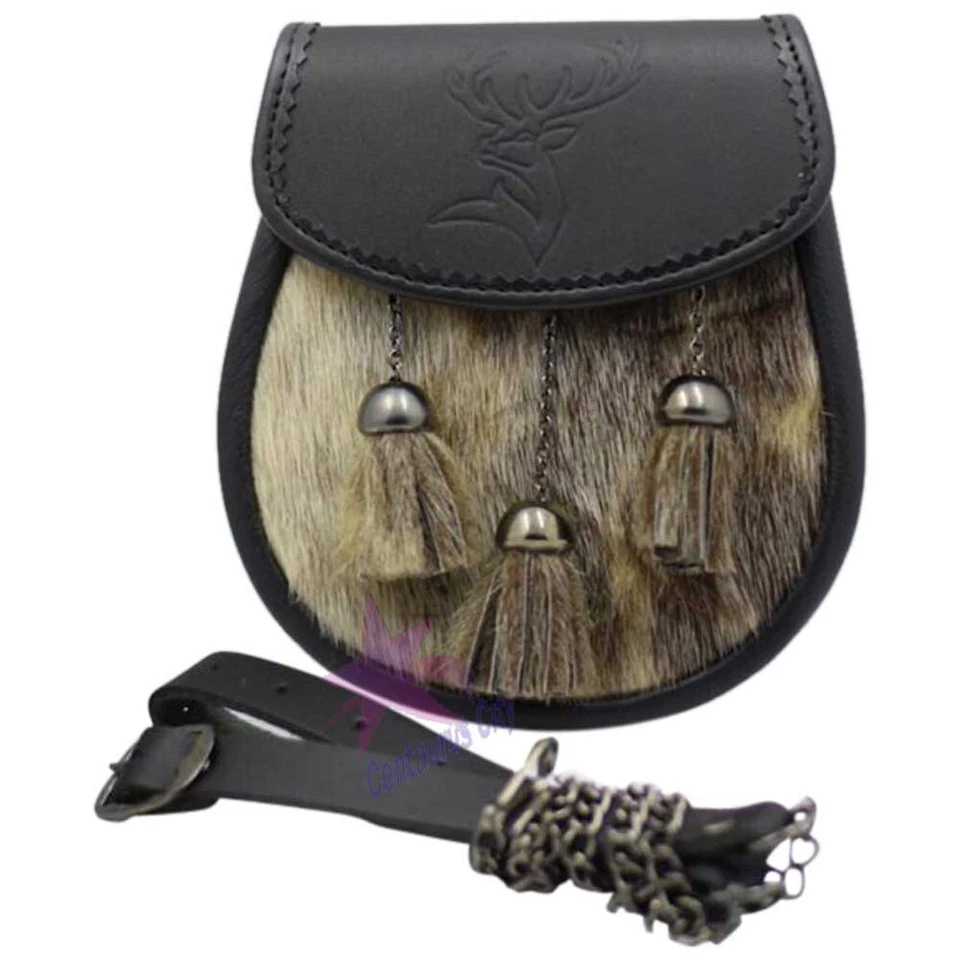 Semi Dress Kilt Sporran Stag Deer Embossed Real Leather/scottish kilt Sporran - Image 2 of 3