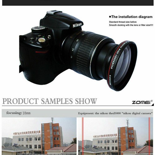 Zomei 0.45x Wide Angle Filter High definition digital lens for Camera DSLR 67mm - Picture 6 of 9