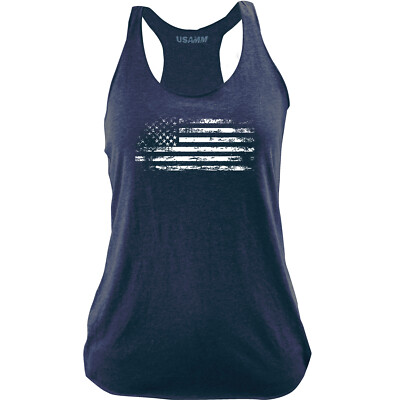 #ad Women#x27;s Distressed American Flag Racerback Tank Top $19.99