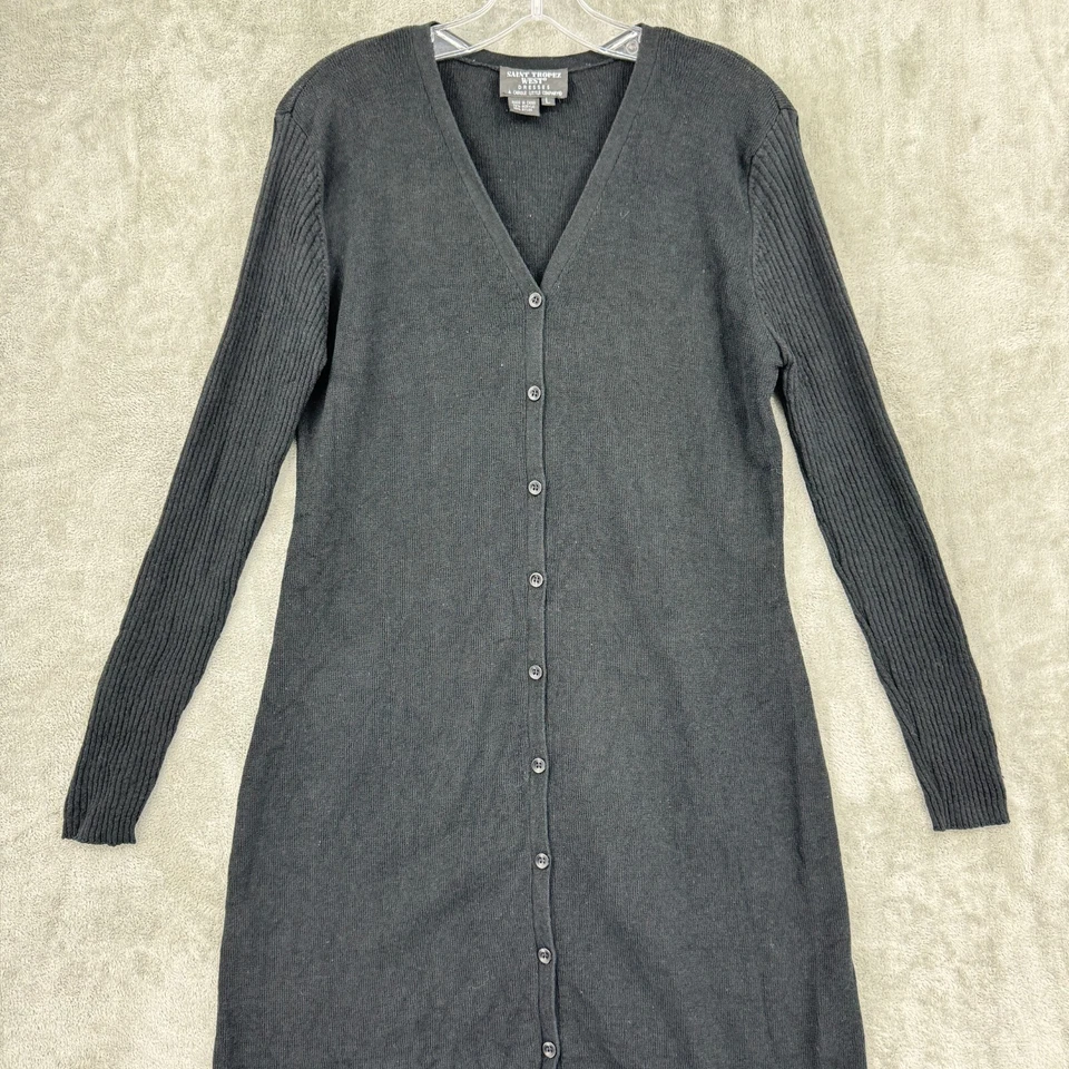 Vestido Suéter Vintage Carole Pequeño Grande St Tropez Oeste Botón Frontal Minimalista Foto 3 de 4