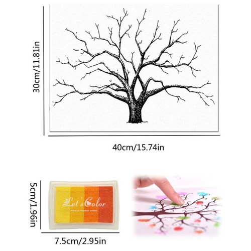 Hochzeits-Fingerabdruck-Baum-Finger-Malerei-Hochzeits-Gästebuch-Gelb - Bild 8 von 9