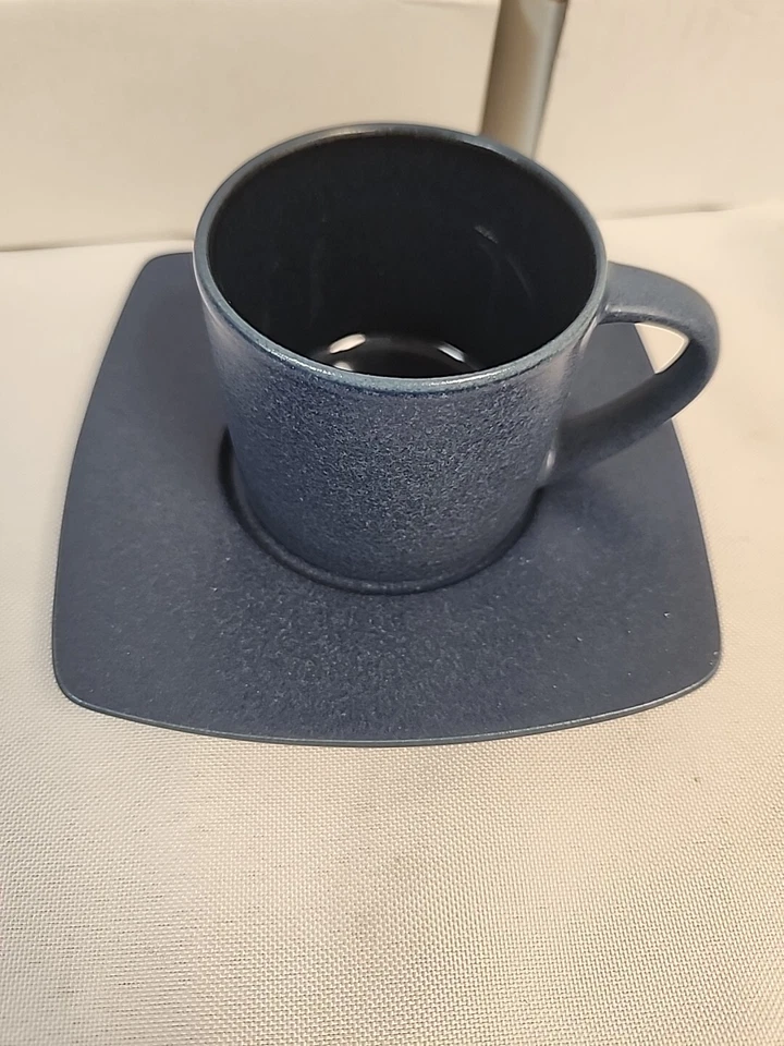 Juego de 4 tazas y platillos de café espresso azul cobalto Sasaki Kyoto Japón #19000 NUEVO Foto 3 de 4