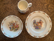 Bunnykins Fine Bone China Royal Doulton 3-Piece Children's Set 1970s Made UK