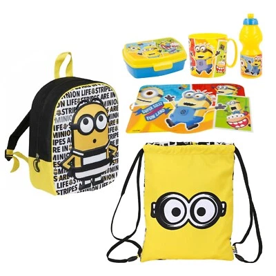 Set Sac À Dos Scolaire Minino Jail Jaune 3D Crèche Porte-Goûter Bouteille Saco - Photo 1/4