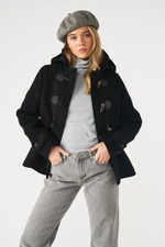 Original Montgomery Women's Black Short Elysian Fitted Luxury Herringbone