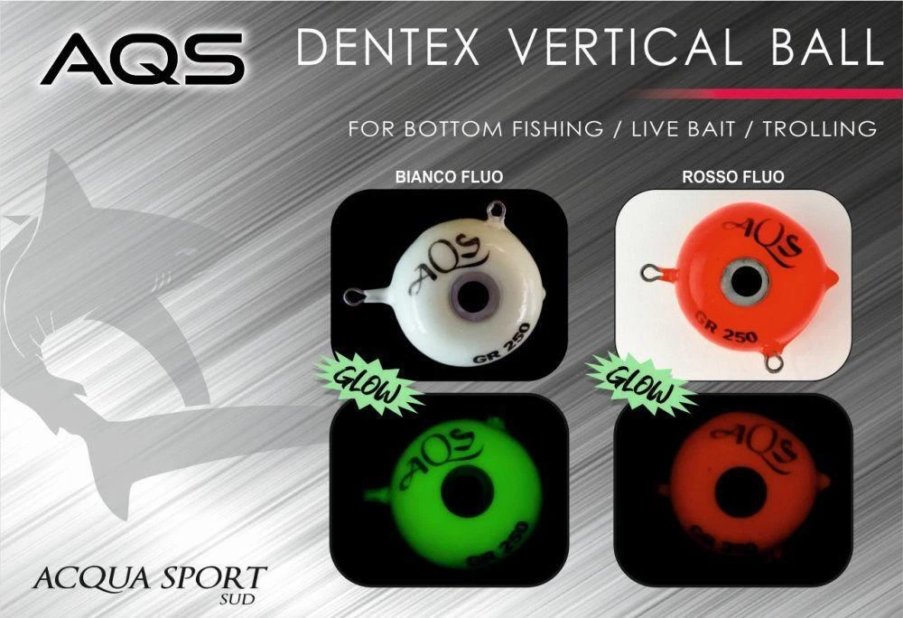 AQS DENTEX BOLA VERTICAL 150 GR PIOMBO KABURA GLOW BARCO ARTIFICIAL PESCA JIG