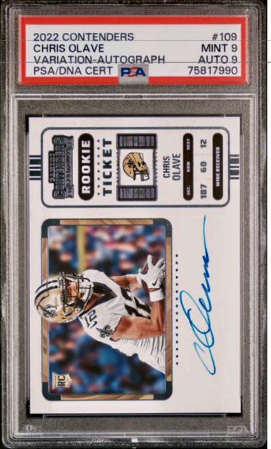 2022 Contenders Chris Olave VARIATION Rookie RC Ticket Auto #109 PSA 9