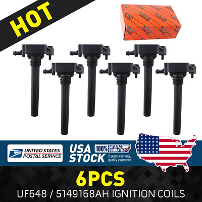 New 6Pcs Ignition coils For Jeep Cherokee 2014-2022 UF648 5149168AH 05149168AD