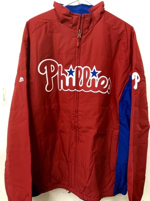 Majestic MLB Jacket Philadelphia Phillies Team Red sz L | eBay