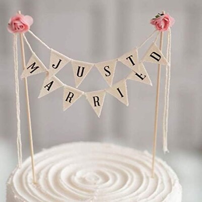Wedding Cake Topper,Family Party Cake Topper,Vintage Affair Rustic Just Marri...