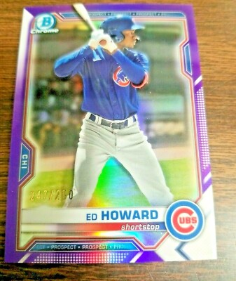 ED HOWARD 2021 BOWMAN DRAFT CARD BDC-198 CUBS (ROOKIE PURPLE REFRACTOR ...