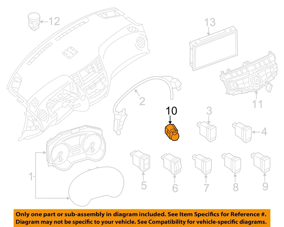 Interruptor de encendido usado se adapta a: Infiniti QX60 2014 botón de arranque y parada grado B Foto 3 de 4