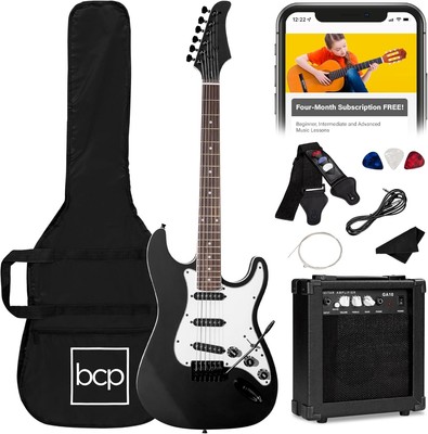 Best Choice Products 39in Full Size Beginner Electric Guitar Starter Kit  Black