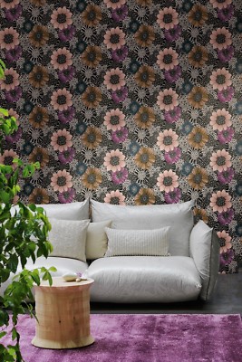 Tapete Missoni Home M1A 10001 Floral Schwarz Weiß Flieder Luxus  / 13,37  /qm