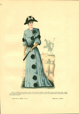 Gravure ancienne à travers la mode 1889 dessin de G. de Billy issue du livre